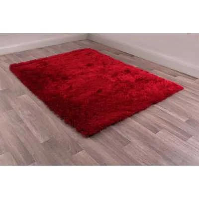 Boston Plain Red Soft Shaggy Rug 160 X 225