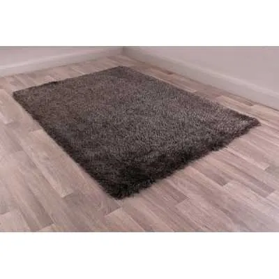 Boston Plain Charcoal Polyester Shaggy Rug 180 X 270