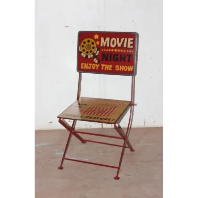 Hand Painted Iron Movie Folding Chair