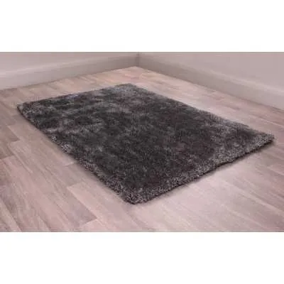 Indigo Plain Grey Modern Style Polyester Shaggy Rug 160 x 230