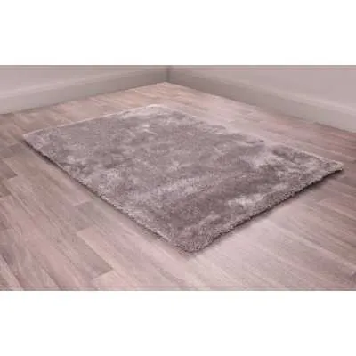 Indigo Mixed Silver Modern Polyester Shaggy Rug Carpet 200 x 290