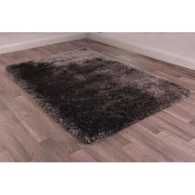 Mayfair Plain Grey Modern Polyester Shaggy Rectangular Hand Made Floor Rug 160x230cm