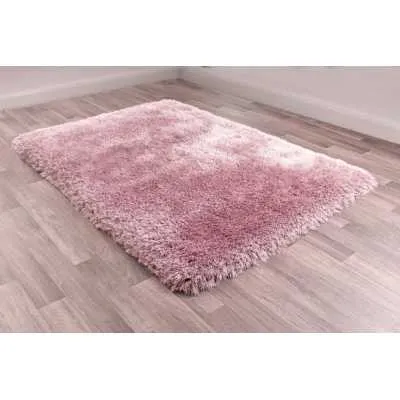 Mayfair Plain Blush Pink Modern Polyester Shaggy Rug 160 x 230cm