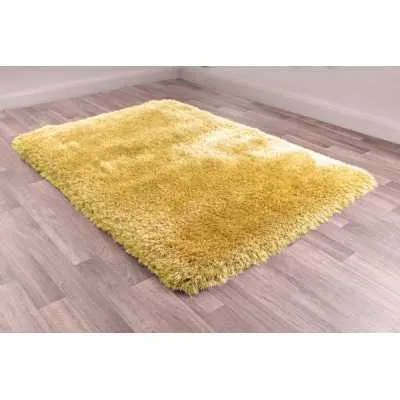 Mayfair Plain Yellow Ochre Modern Polyester Shaggy Rug Carpet 240 x 340cm