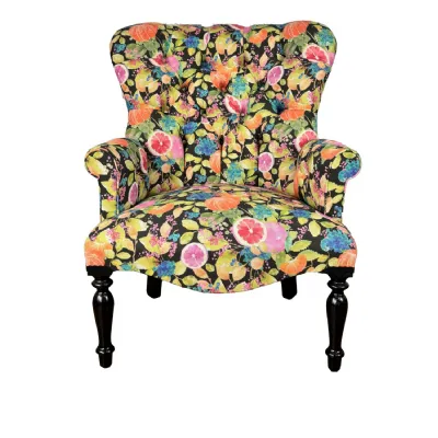Citrus Fruit Button Back Occasional Chair Hand Made In The Uk