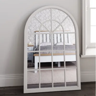 Small Arched Window Mirror White