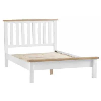 White Painted 5ft King Size 150cm Bed Frame with Lime Washed Oak Tops