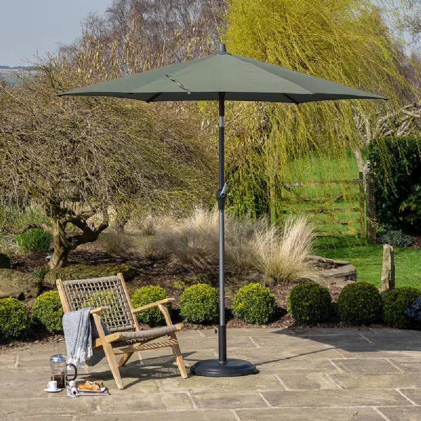 Olive Green Polyester 2.5m Round Outdoor Parasol