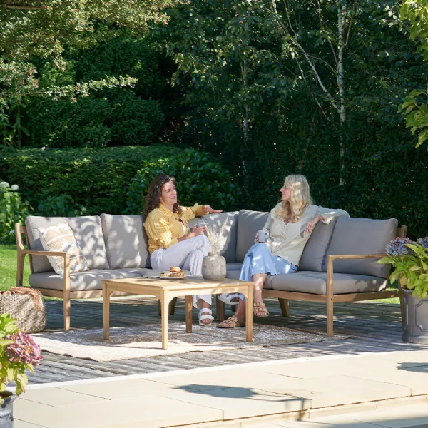 Taupe Fabric Outdoor Lounge Corner Sofa with Coffee Table