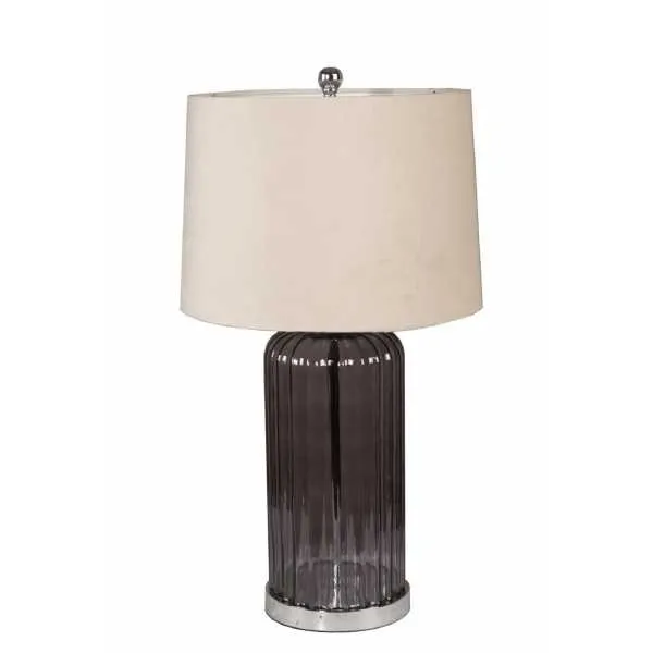 Alberta Metallic Glass Lamp With Velvet Shade