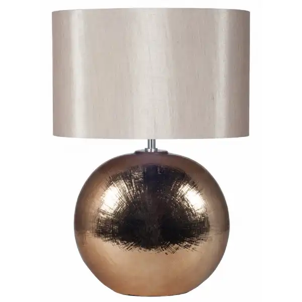 Bronze Ceramic Table Lamp Taupe Oval Shade