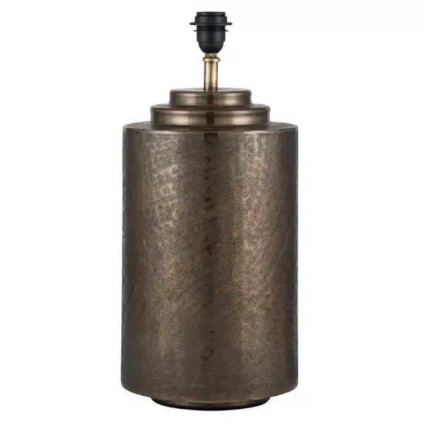 Large Antique Brass Metal Hammered Pot Table Lamp Base