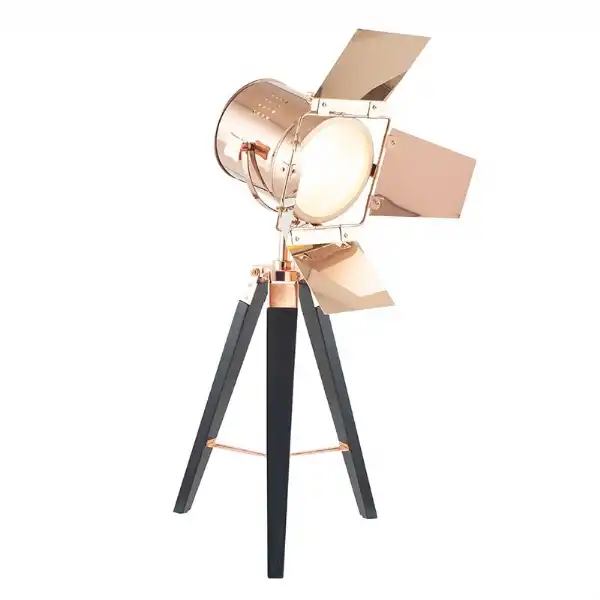 Copper and Black Tripod Table Lamp Film Light Head