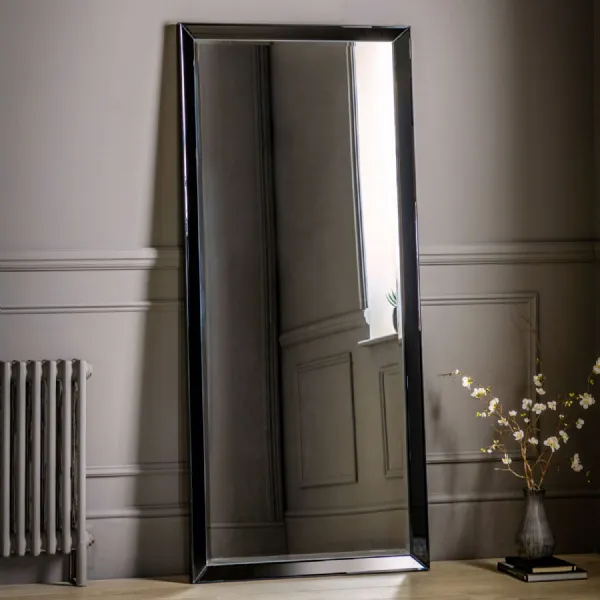 Black Tinted Angled Large Rectangular Leaner Mirror