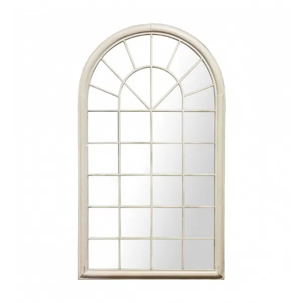 Distressed White Outdoor Garden Multi Window Wall Mirror