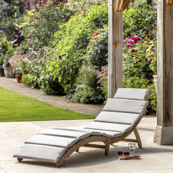Natural Wooden Outdoor Folding Sun Lounger with Cushions