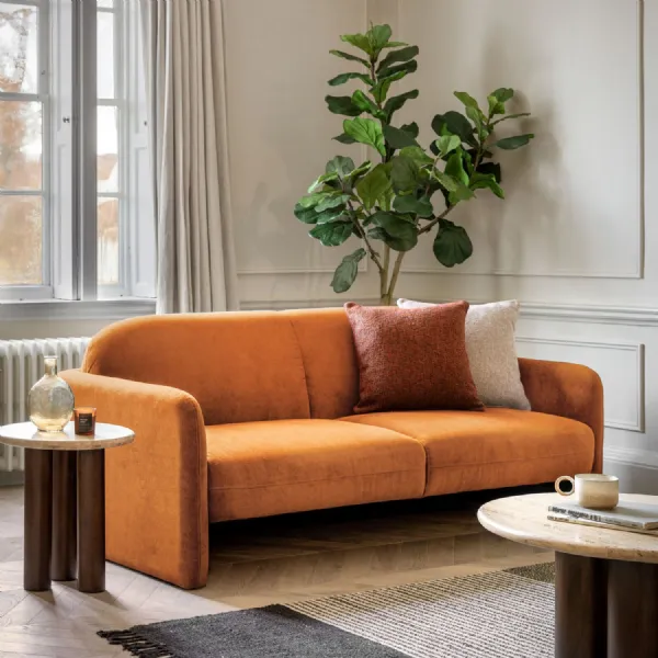 Orange Fabric Standard Back 3 Seater Sofa