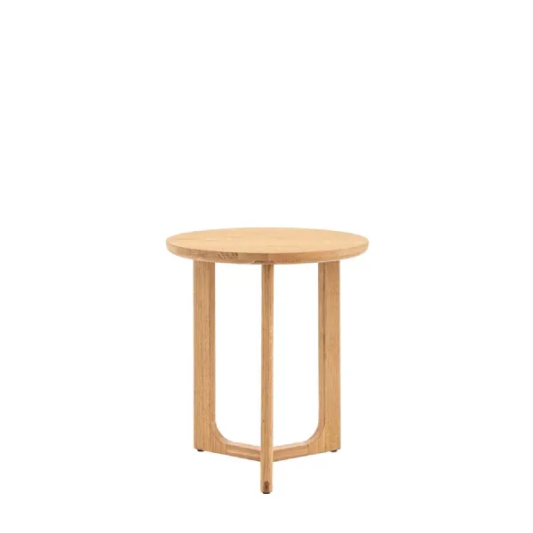 Small 50cm Round Natural Oak Side Lamp Table