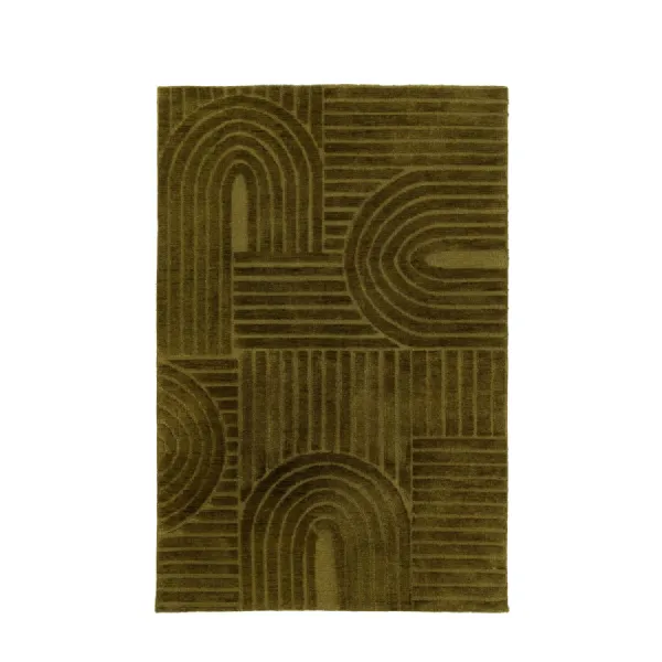 Rectangular Large Dark Olive Green Rug 230 x 160cm