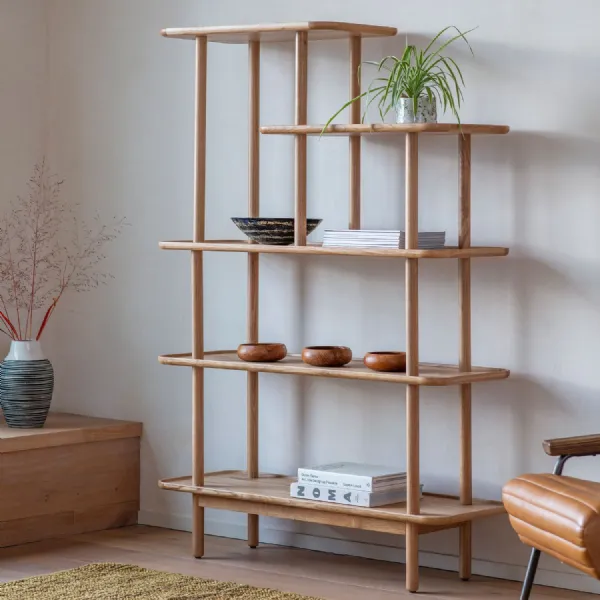 Light Oak Open Display Shelving Unit