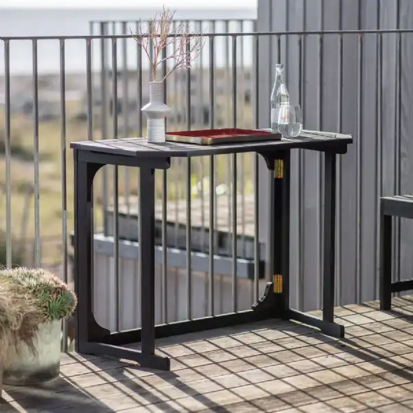 Grey Wooden Foldable Balcony Table