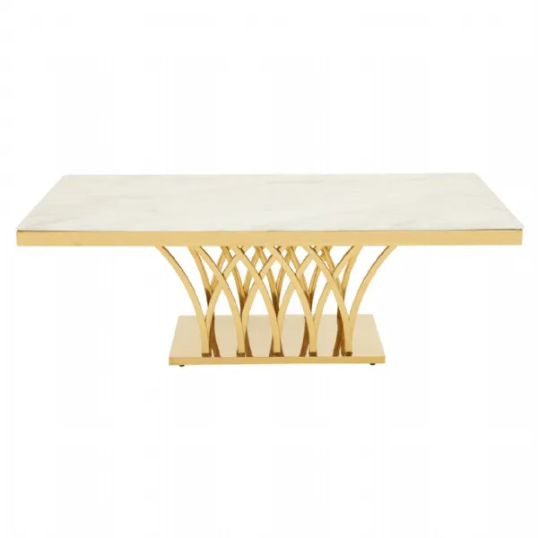 White and Gold Marble Top Coffee Table