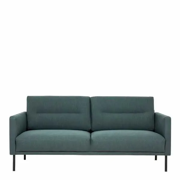 Modern Medium 2.5 Seater Sofa Dark Green Fabric on Black Metal Legs