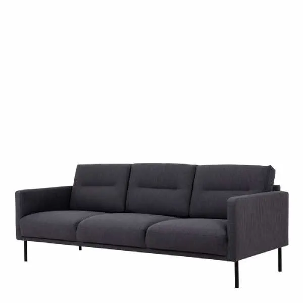 Classy Dark Grey Fabric 3 Seater Living Sofa With Black Metal Legs