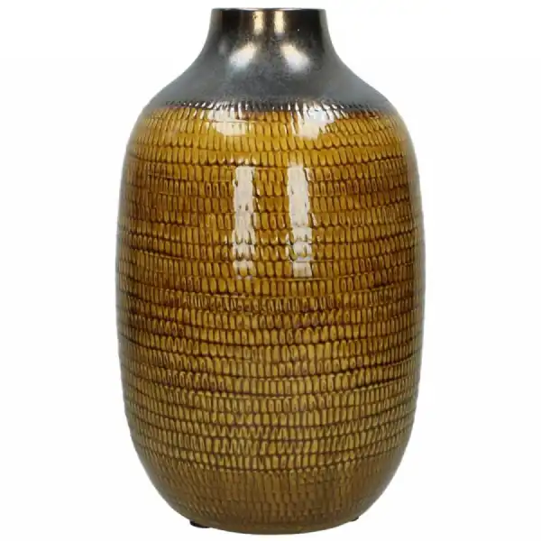 Vase Ceramic Handmade Yellow 36cm