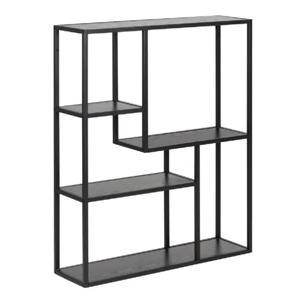 Seaford Black Metal Wall Shelf with 3 Additional Black Shelves