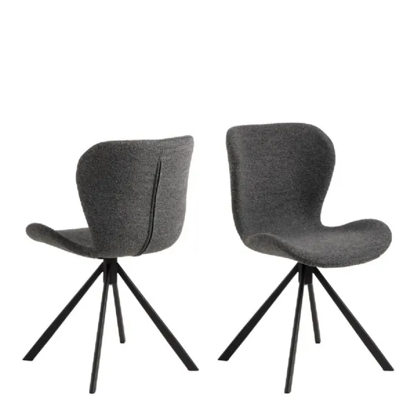 Batilda Swivel Dining Chairs in Grey Fabic Set of 2