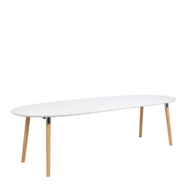 Belina Oval Dining Table in White And Oak