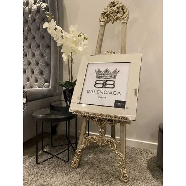 Crown Balenciaga Black Crystal Wall Art Mirror Frame