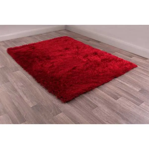 Boston Plain Red Soft Shaggy Rug 160 X 225