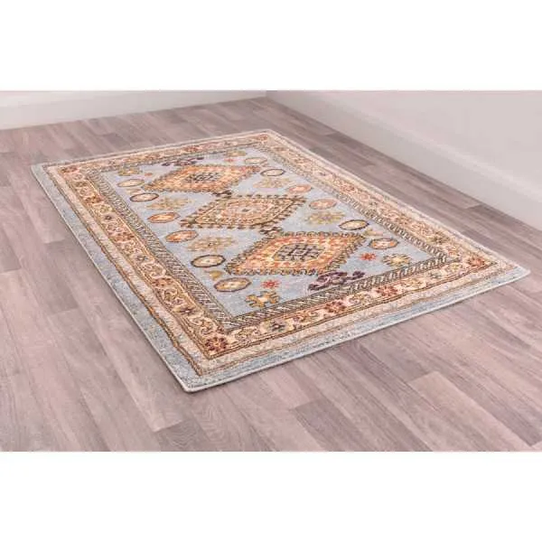 Cashmere Blue And Multi Colour Traditional Polyester Fabric Floral Floor Rug 200 X 290cm