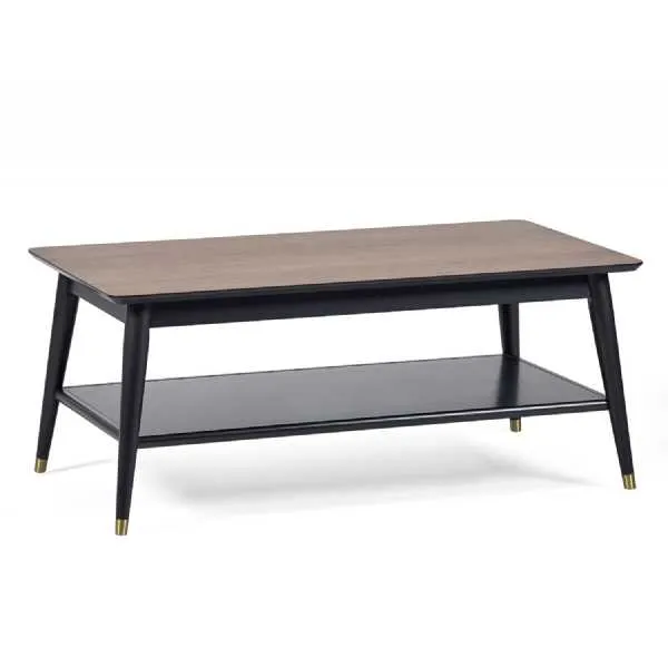 Findlay Coffee Table With Shelf Walnut And Black