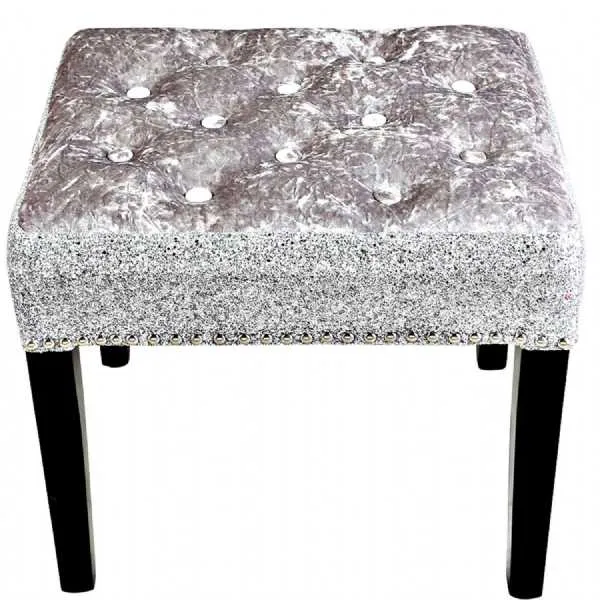 Elsa Foot Stool Glitter Trim Black Leg