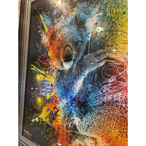 Koala Multicolour Burst Wall Art With Black Frame