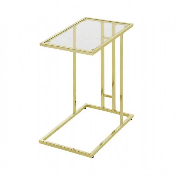 Henry Gold Sofa Table Clear Glass
