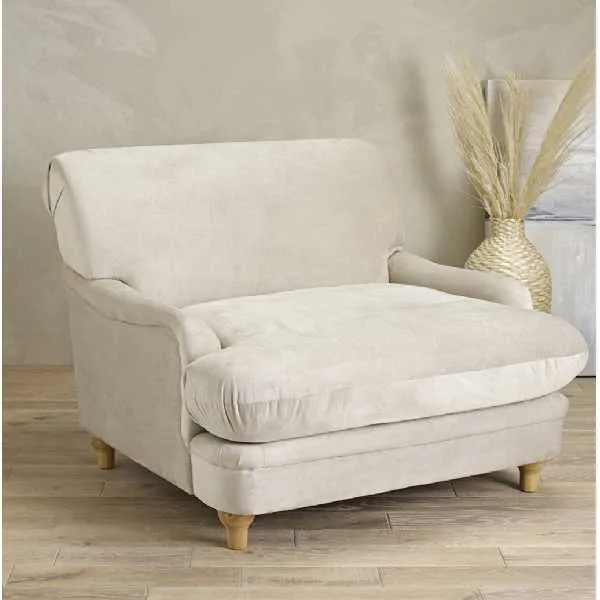 Comfy Beige Velvet Fabric Upholstered Occasional Chair Wide