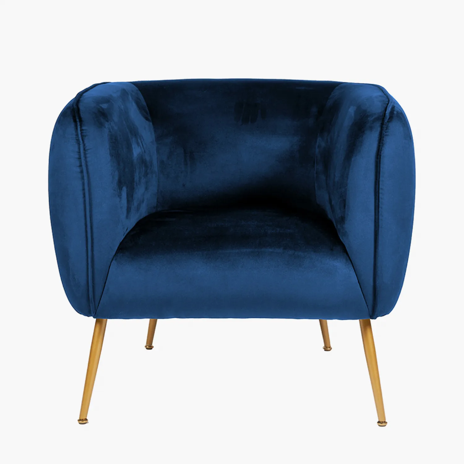 Blue Velvet Tub Chair Gold Legs