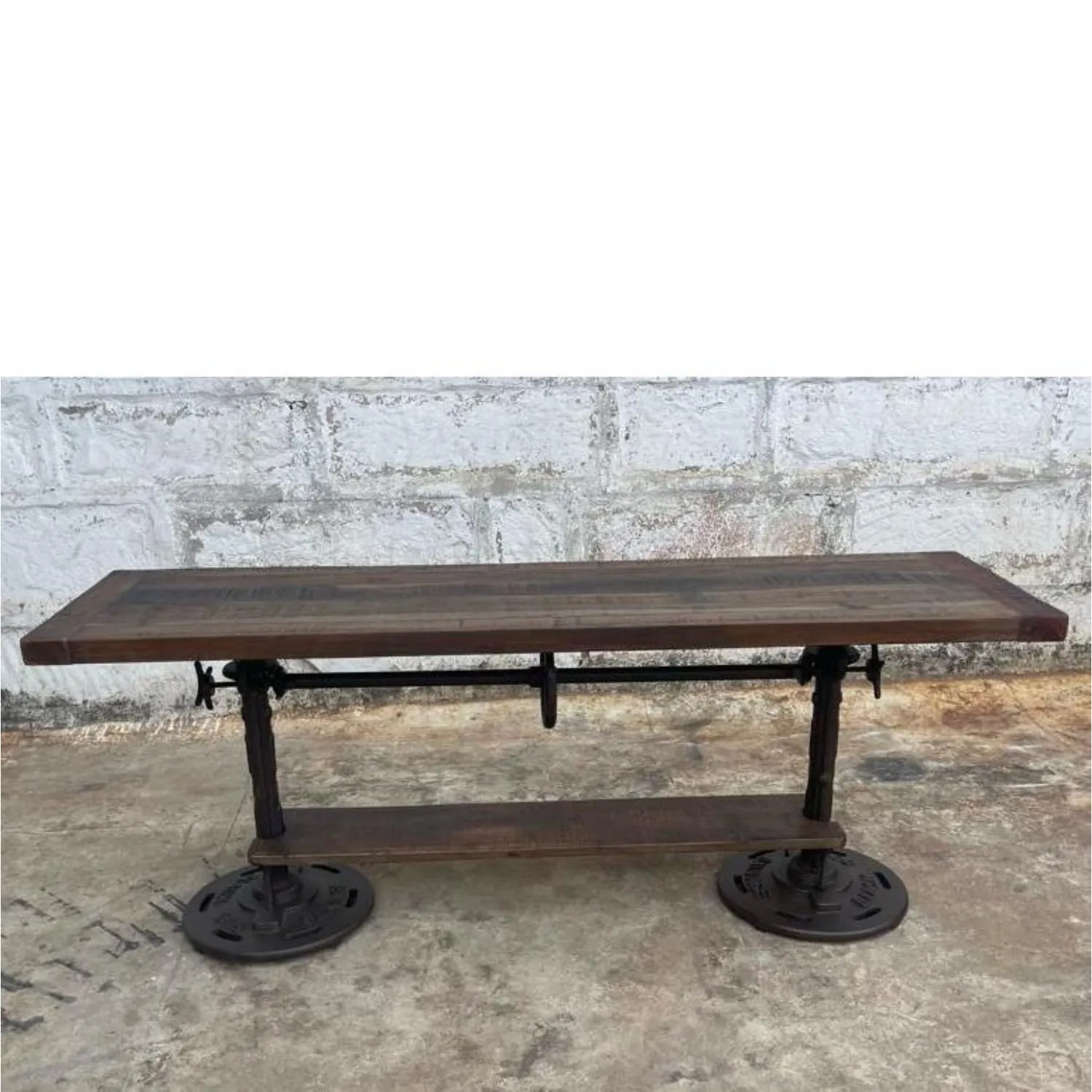 Adjustable Reclaimed Wood And Metal Console Table with