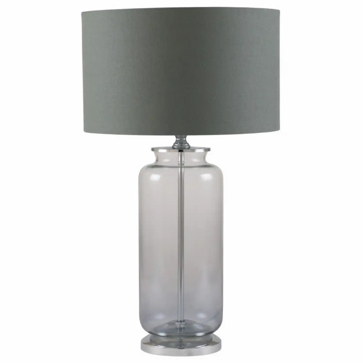Grey Glass Desk Table Lamp with Grey Cylinder Shade
