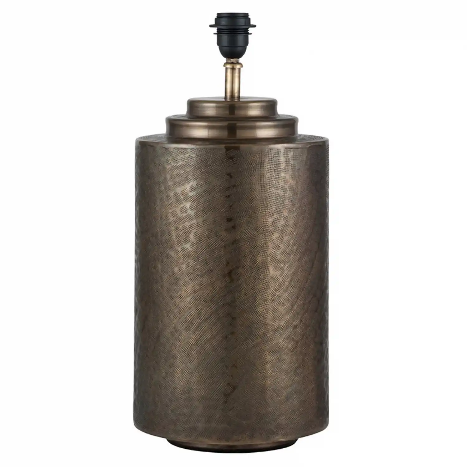 Large Antique Brass Metal Hammered Pot Table Lamp Base