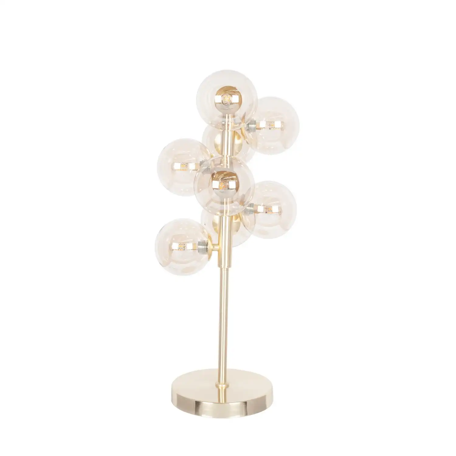 Glass Orb Gold Metal Table Lamp