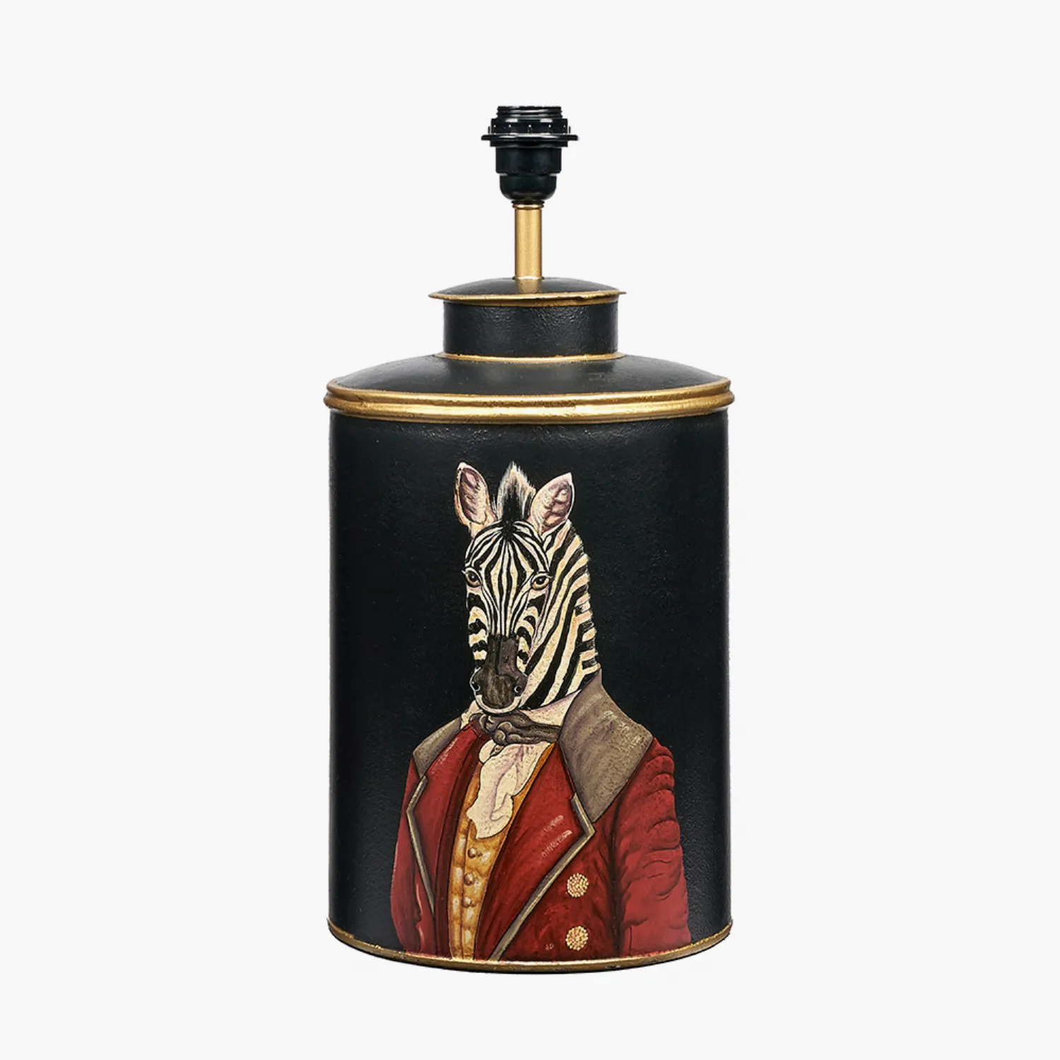 Black Metal Hand Painted Zebra Table Lamp Base