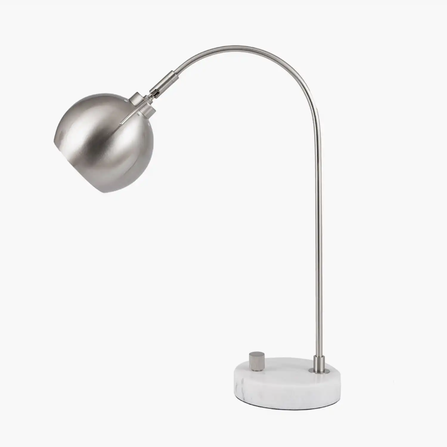 Brushed Silver Metal and White Marble Task Lamp