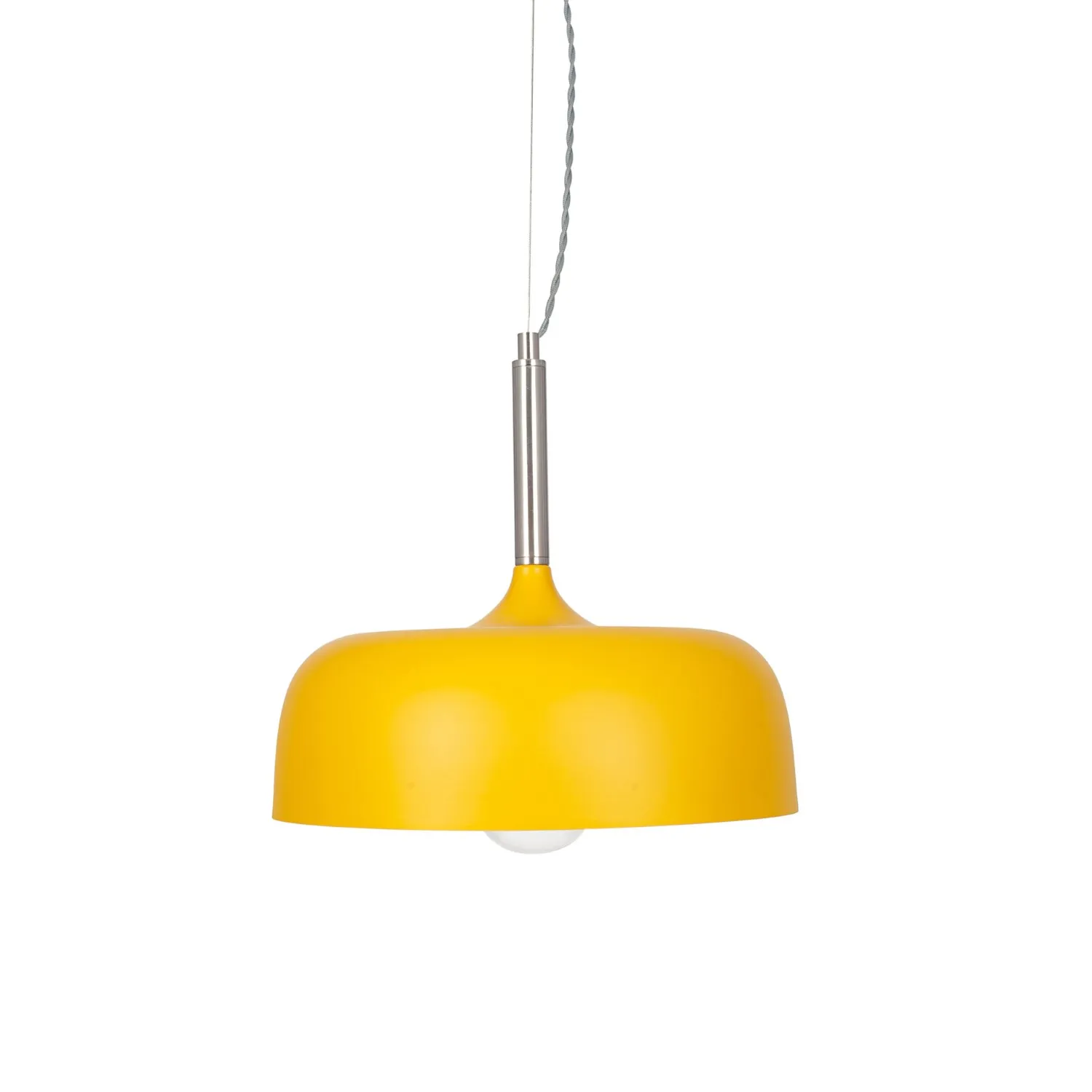 Round Mustard Yellow Domed Metal Pendant Ceiling Light