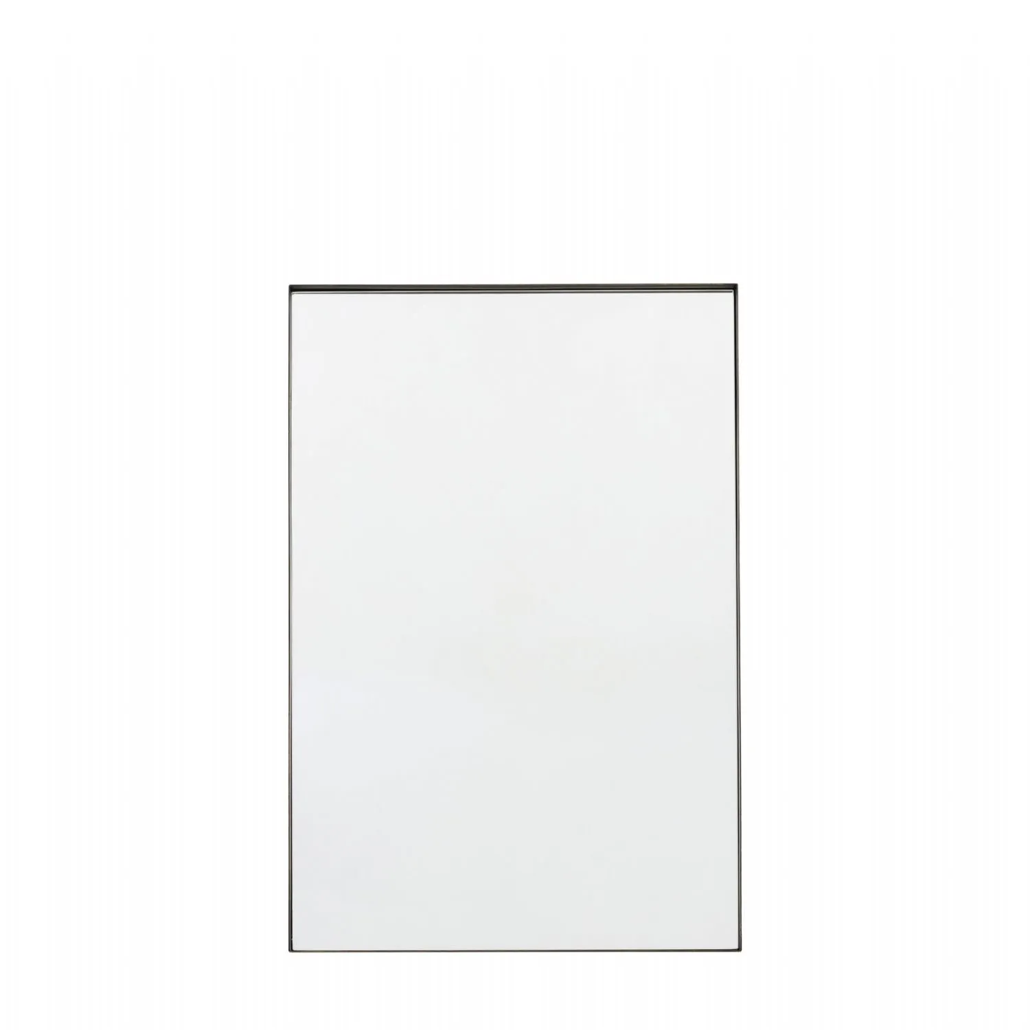 Black Metal Framed Plain Rectangular Wall Mirror