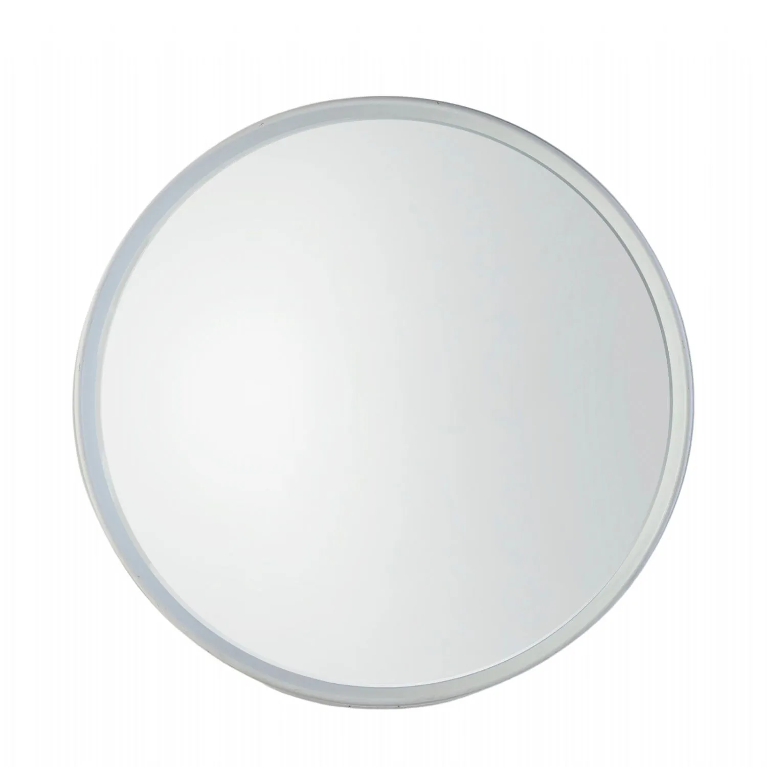 Wall Hanging Bevelled Glass Round Mirror in White